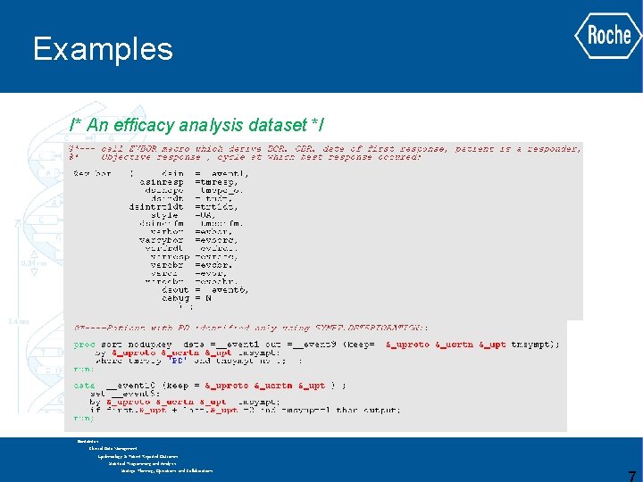 Examples /* An efficacy analysis dataset */ GLOBAL BIOMETRICS Biostatistics Clinical Data Management Epidemiology Examples /* An efficacy analysis dataset */ GLOBAL BIOMETRICS Biostatistics Clinical Data Management Epidemiology