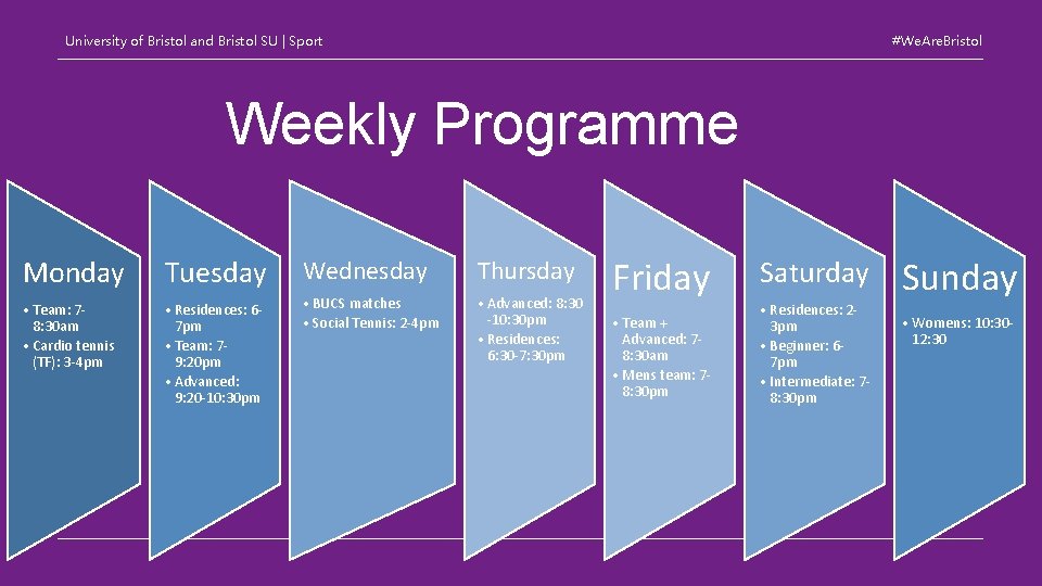 University of Bristol and Bristol SU | Sport #We. Are. Bristol Weekly Programme Monday