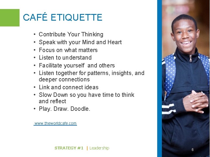CAFÉ ETIQUETTE • • • Contribute Your Thinking Speak with your Mind and Heart
