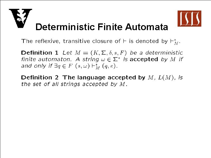 Deterministic Finite Automata 