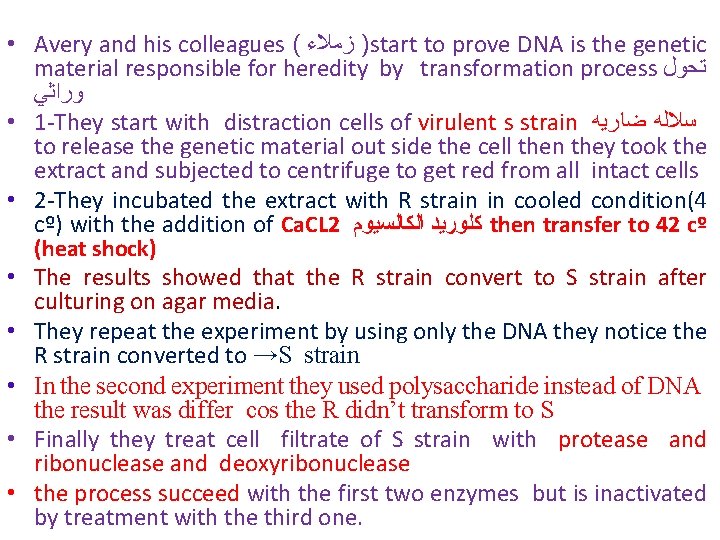  • Avery and his colleagues ( ) ﺯﻣﻼﺀ start to prove DNA is