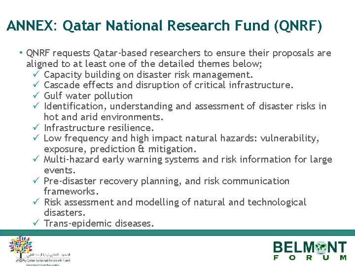 ANNEX: Qatar National Research Fund (QNRF) • QNRF requests Qatar-based researchers to ensure their