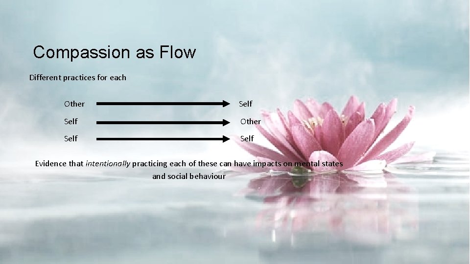Compassion as Flow Different practices for each Other Self Evidence that intentionally practicing each