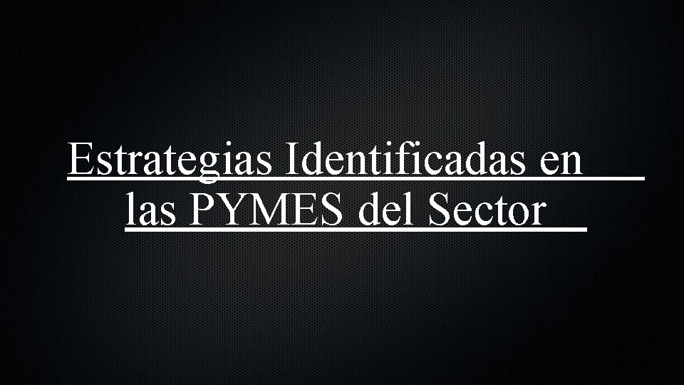 Estrategias Identificadas en las PYMES del Sector 