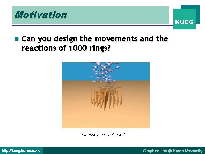 Motivation n KUCG Can you design the movements and the reactions of 1000 rings?