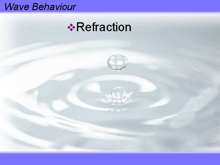 Wave Behaviour v. Refraction 