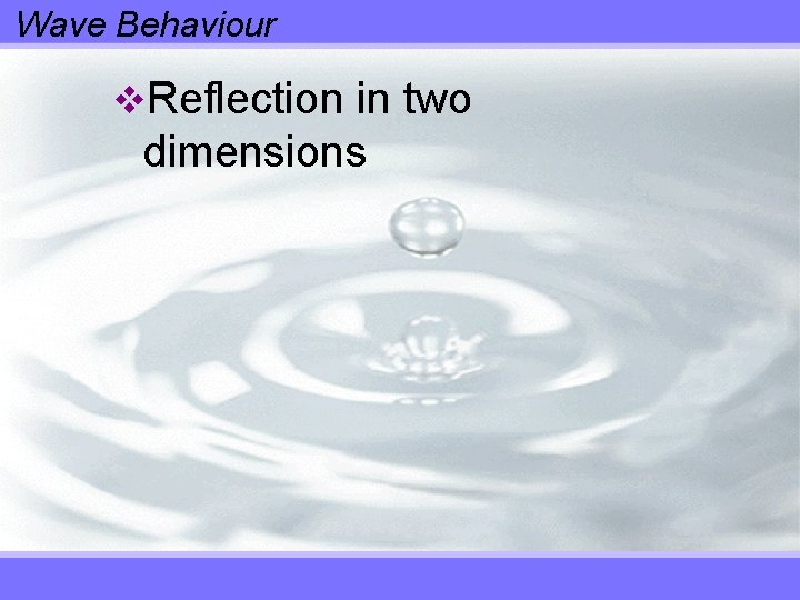 Wave Behaviour v. Reflection in two dimensions 