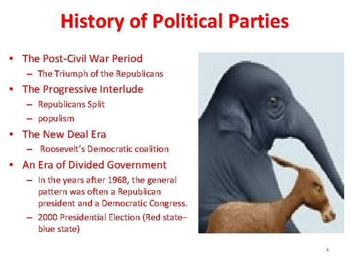 History of Political Parties • The Post-Civil War Period – The Triumph of the