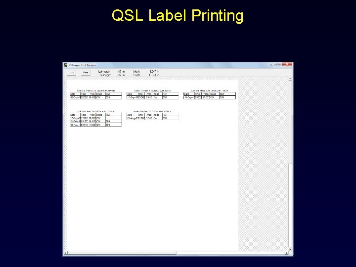 QSL Label Printing 