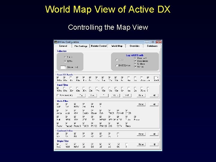 World Map View of Active DX Controlling the Map View 