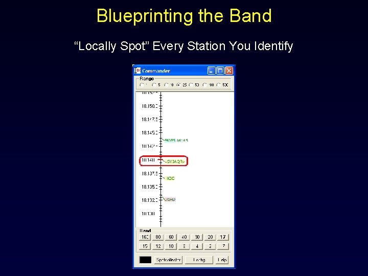 Blueprinting the Band “Locally Spot” Every Station You Identify 