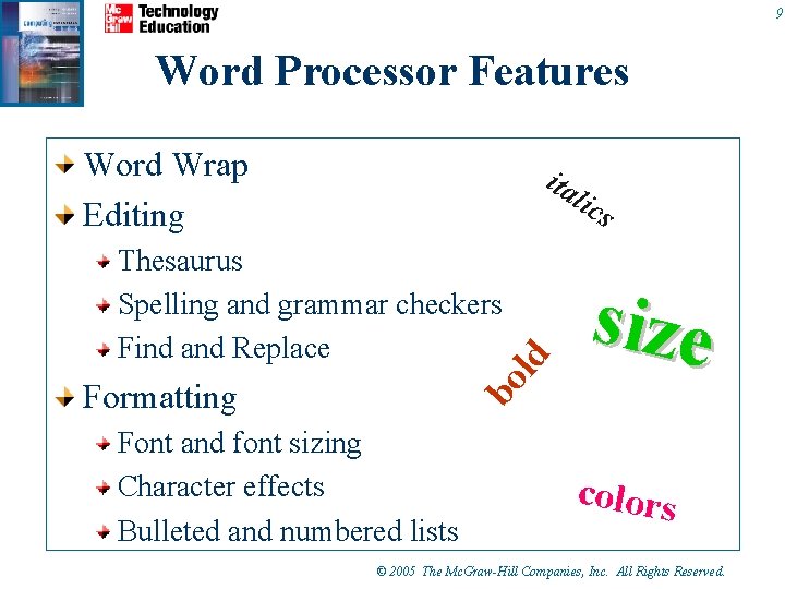 9 Word Processor Features Word Wrap Editing ita ld Thesaurus Spelling and grammar checkers 9 Word Processor Features Word Wrap Editing ita ld Thesaurus Spelling and grammar checkers
