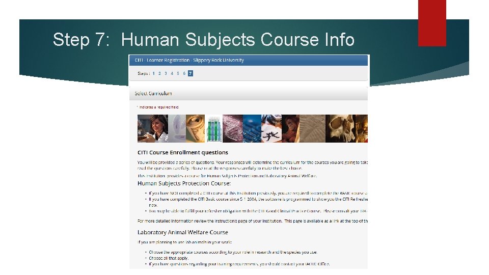 Step 7: Human Subjects Course Info 