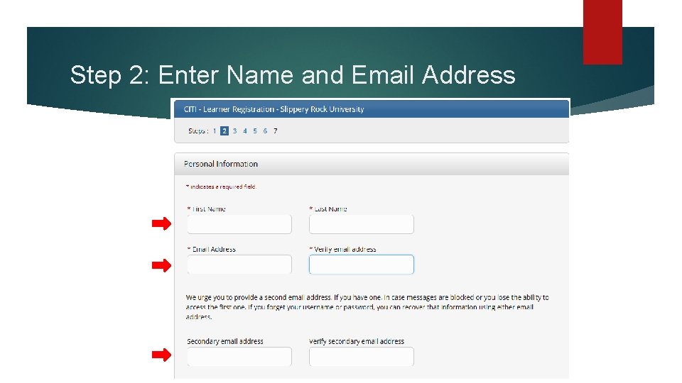 Step 2: Enter Name and Email Address 