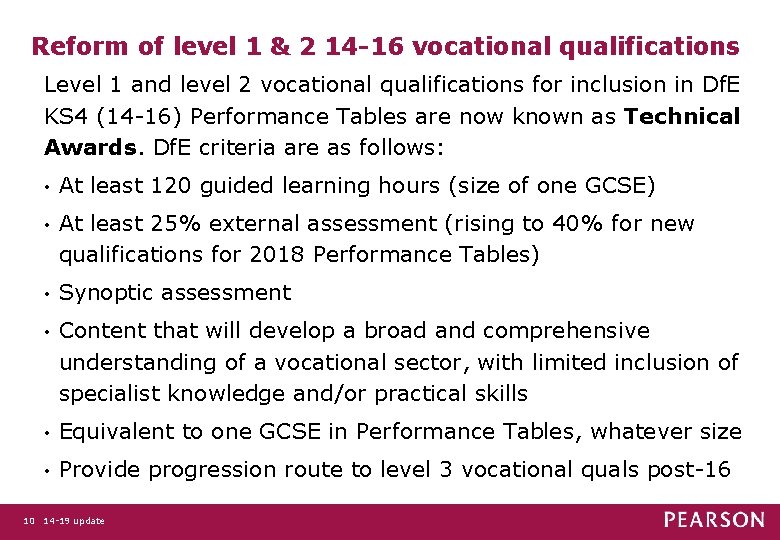 Reform of level 1 & 2 14 -16 vocational qualifications Level 1 and level