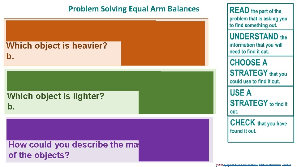 Problem Solving Equal Arm Balances Jill compared the mass of 2 objects on an