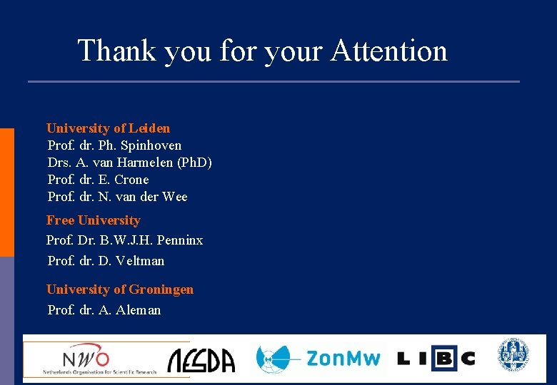 Thank you for your Attention p p University of Leiden Prof. dr. Ph. Spinhoven