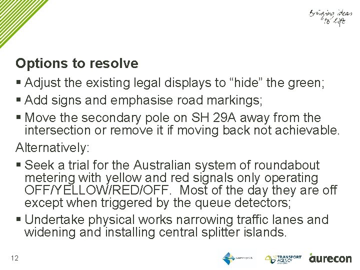 Options to resolve § Adjust the existing legal displays to “hide” the green; §