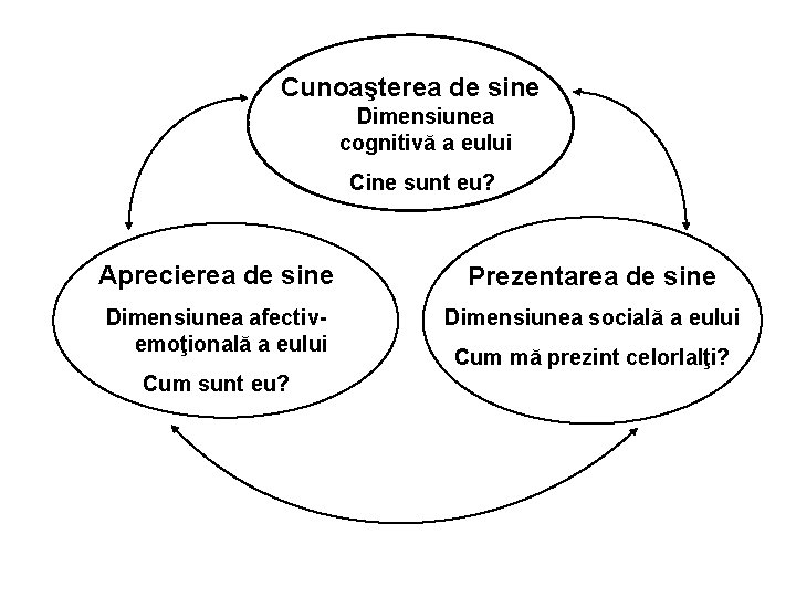 Cunoaşterea de sine Dimensiunea cognitivă a eului Cine sunt eu? Aprecierea de sine Prezentarea