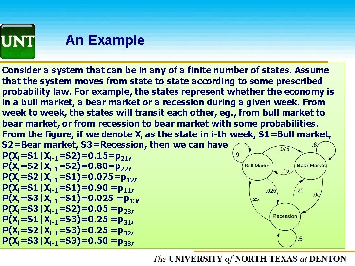 An Example Consider a system that can be in any of a finite number