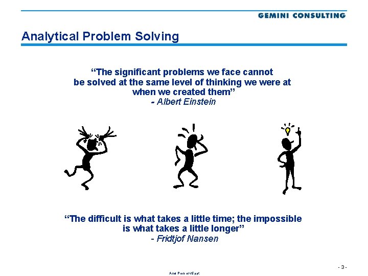 Analytical Problem Solving “The significant problems we face cannot be solved at the same