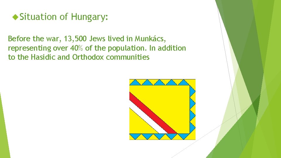  Situation of Hungary: Before the war, 13, 500 Jews lived in Munkács, representing