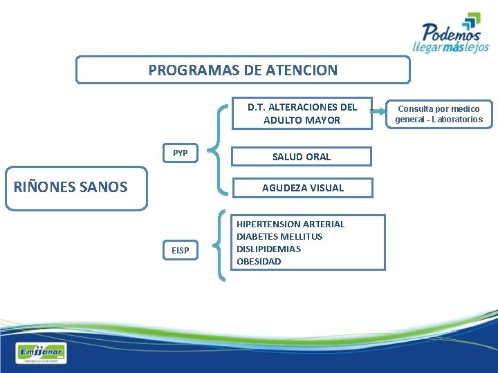 PROGRAMAS DE ATENCION D. T. ALTERACIONES DEL ADULTO MAYOR PYP RIÑONES SANOS. SALUD ORAL