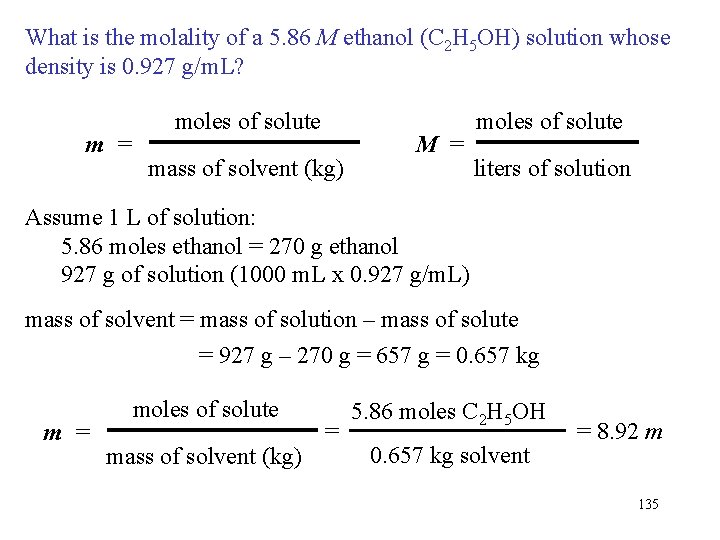 What is the molality of a 5. 86 M ethanol (C 2 H 5