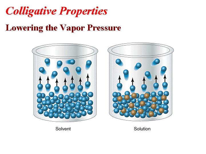 Colligative Properties Lowering the Vapor Pressure 