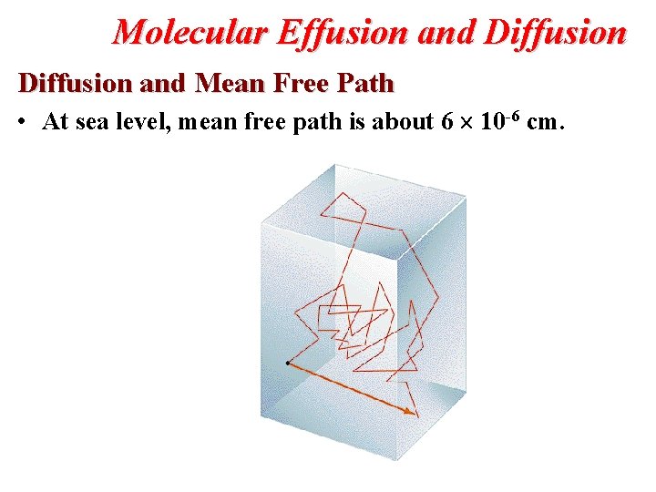 Molecular Effusion and Diffusion and Mean Free Path • At sea level, mean free