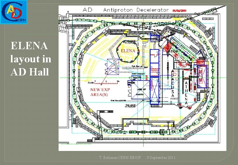 ELENA layout in AD Hall T. Eriksson CERN BE/OP 9 September 2011 