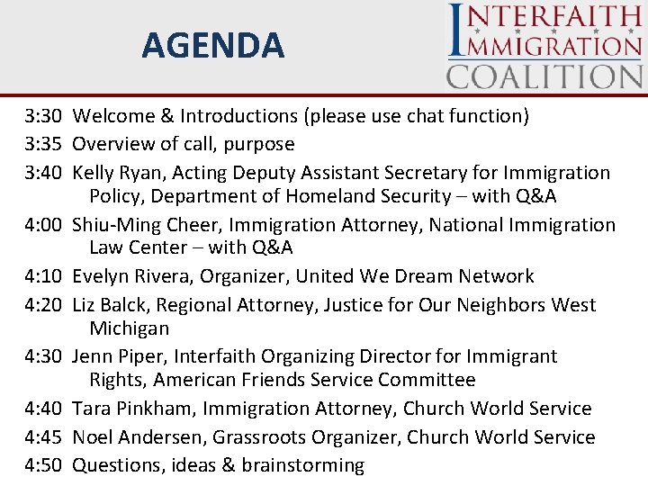 AGENDA 3: 30 Welcome & Introductions (please use chat function) 3: 35 Overview of