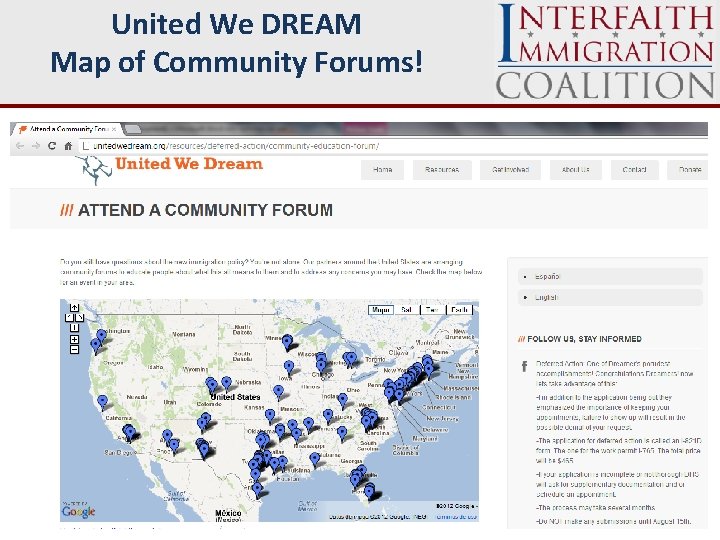 United We DREAM Map of Community Forums! 