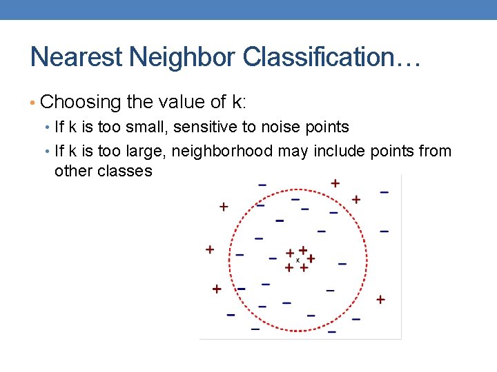 Nearest Neighbor Classification… • Choosing the value of k: • If k is too