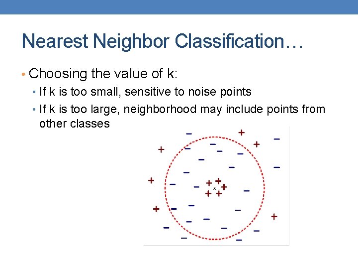 Nearest Neighbor Classification… • Choosing the value of k: • If k is too Nearest Neighbor Classification… • Choosing the value of k: • If k is too