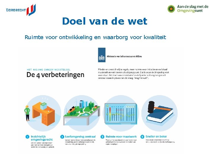 Doel van de wet Ruimte voor ontwikkeling en waarborg voor kwaliteit 