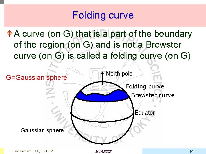 Folding curve W A curve (on G) that is a part of the boundary
