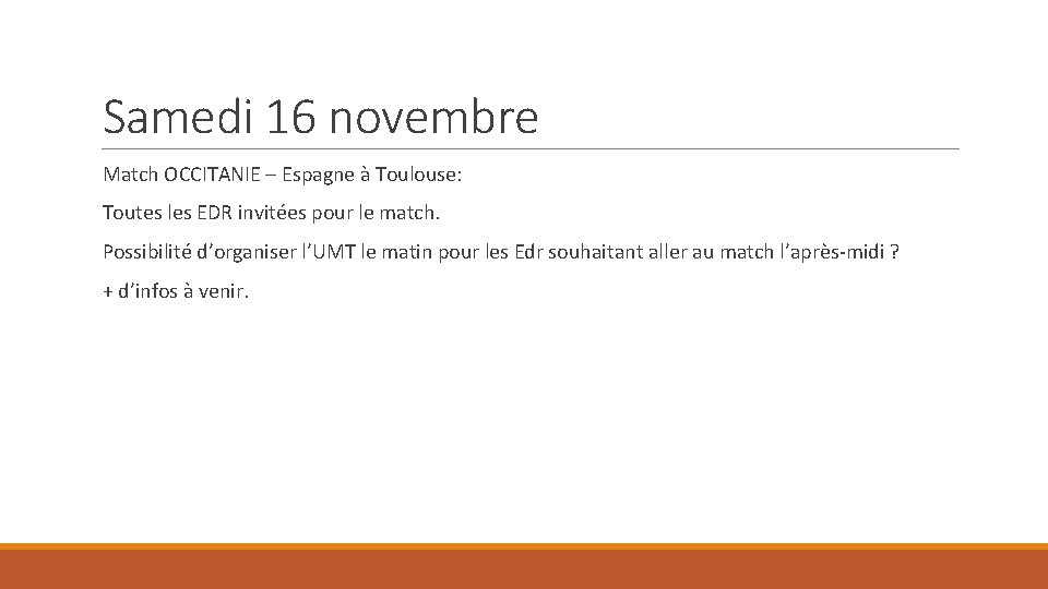 Samedi 16 novembre Match OCCITANIE – Espagne à Toulouse: Toutes les EDR invitées pour