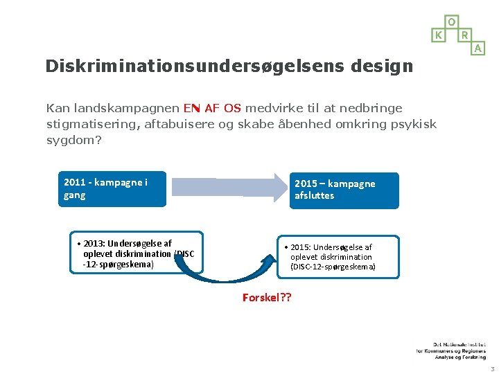 Diskriminationsundersøgelsens design Kan landskampagnen EN AF OS medvirke til at nedbringe stigmatisering, aftabuisere og