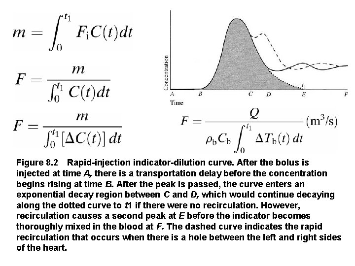 Figure 8. 2 Rapid injection indicator dilution curve. After the bolus is injected at