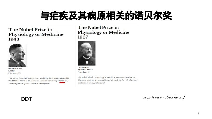 与疟疾及其病原相关的诺贝尔奖 DDT https: //www. nobelprize. org/ 5 