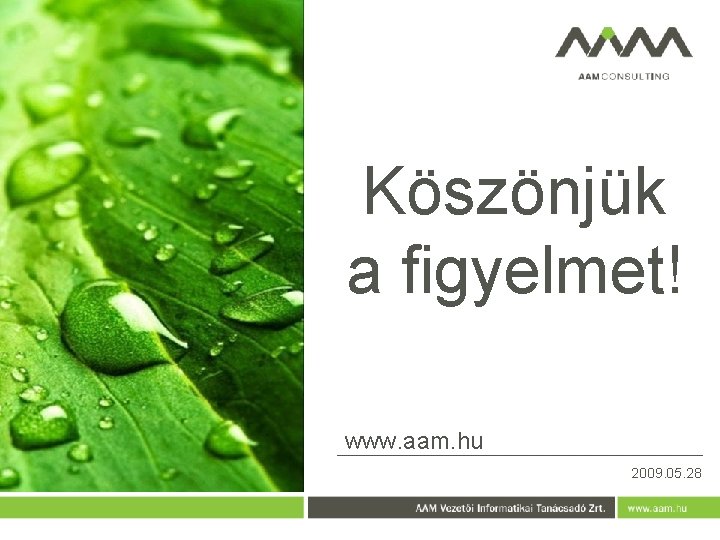 Köszönjük a figyelmet! www. aam. hu 2009. 05. 28 