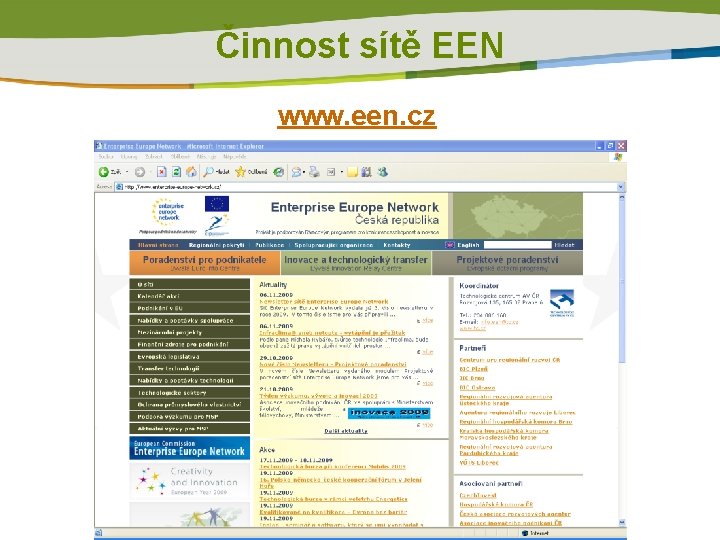 Činnost sítě EEN www. een. cz 