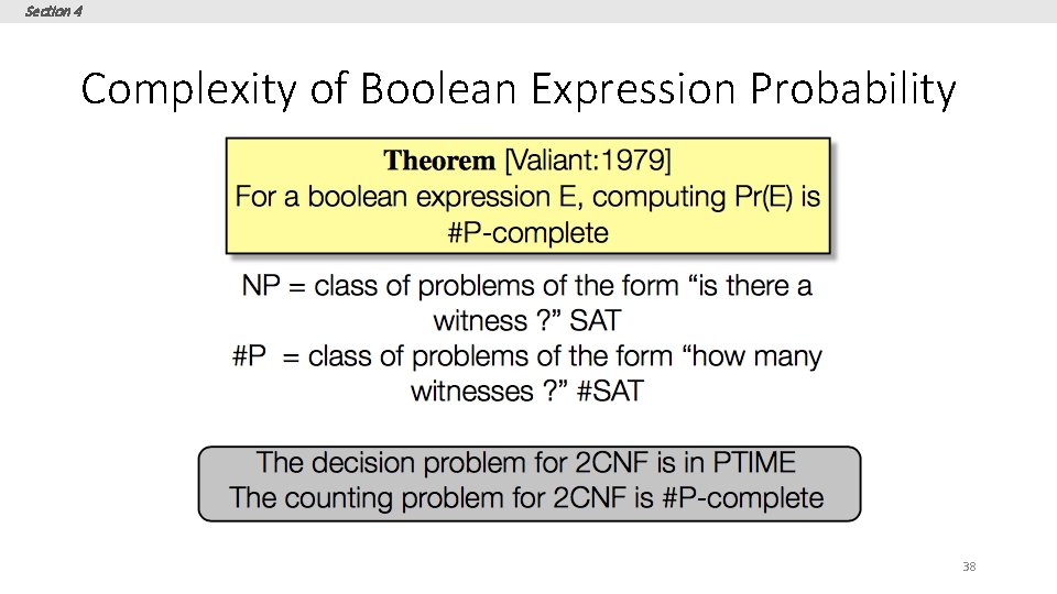 Section 4 Complexity of Boolean Expression Probability 38 