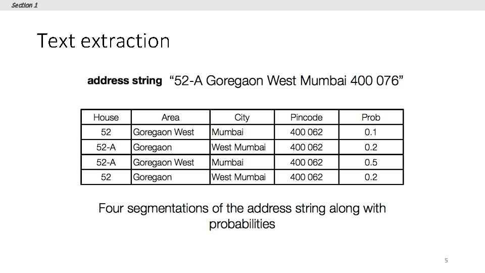 Section 1 Text extraction 5 