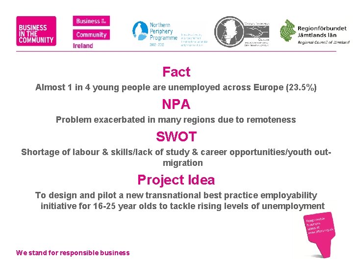 Fact Almost 1 in 4 young people are unemployed across Europe (23. 5%) NPA