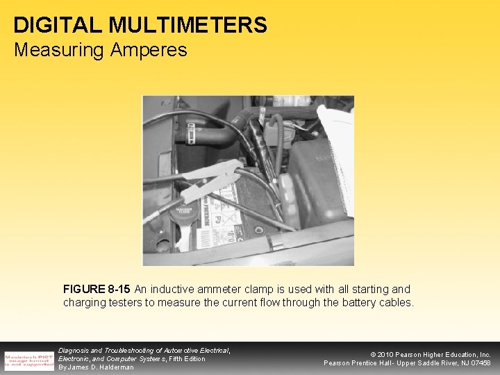 DIGITAL MULTIMETERS Measuring Amperes FIGURE 8 -15 An inductive ammeter clamp is used with
