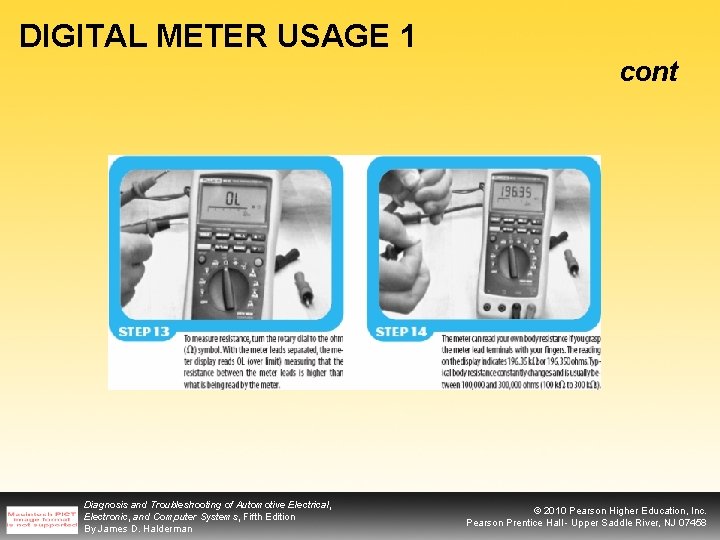 DIGITAL METER USAGE 1 cont Diagnosis and Troubleshooting of Automotive Electrical, Electronic, and Computer