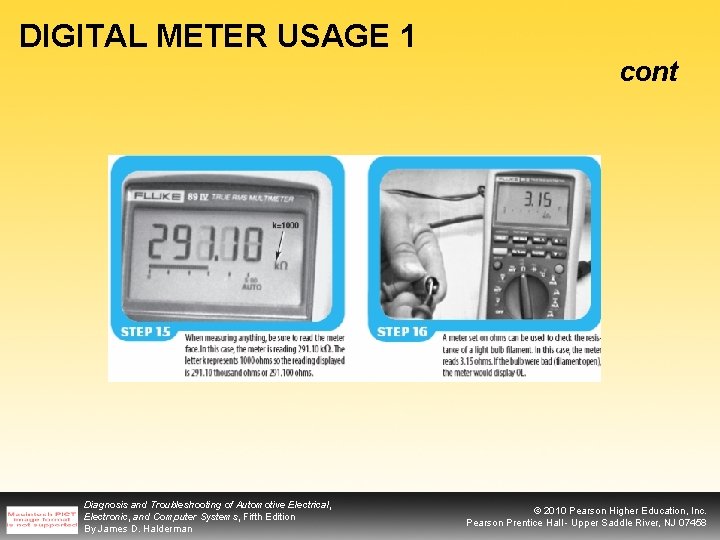 DIGITAL METER USAGE 1 cont Diagnosis and Troubleshooting of Automotive Electrical, Electronic, and Computer