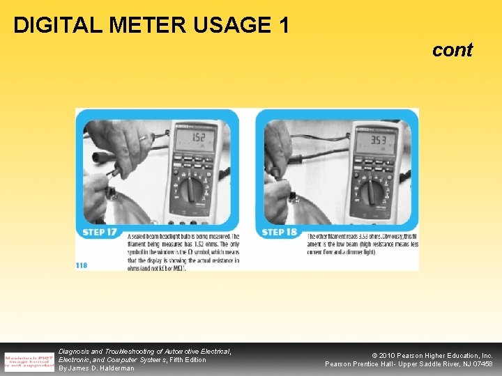 DIGITAL METER USAGE 1 cont Diagnosis and Troubleshooting of Automotive Electrical, Electronic, and Computer